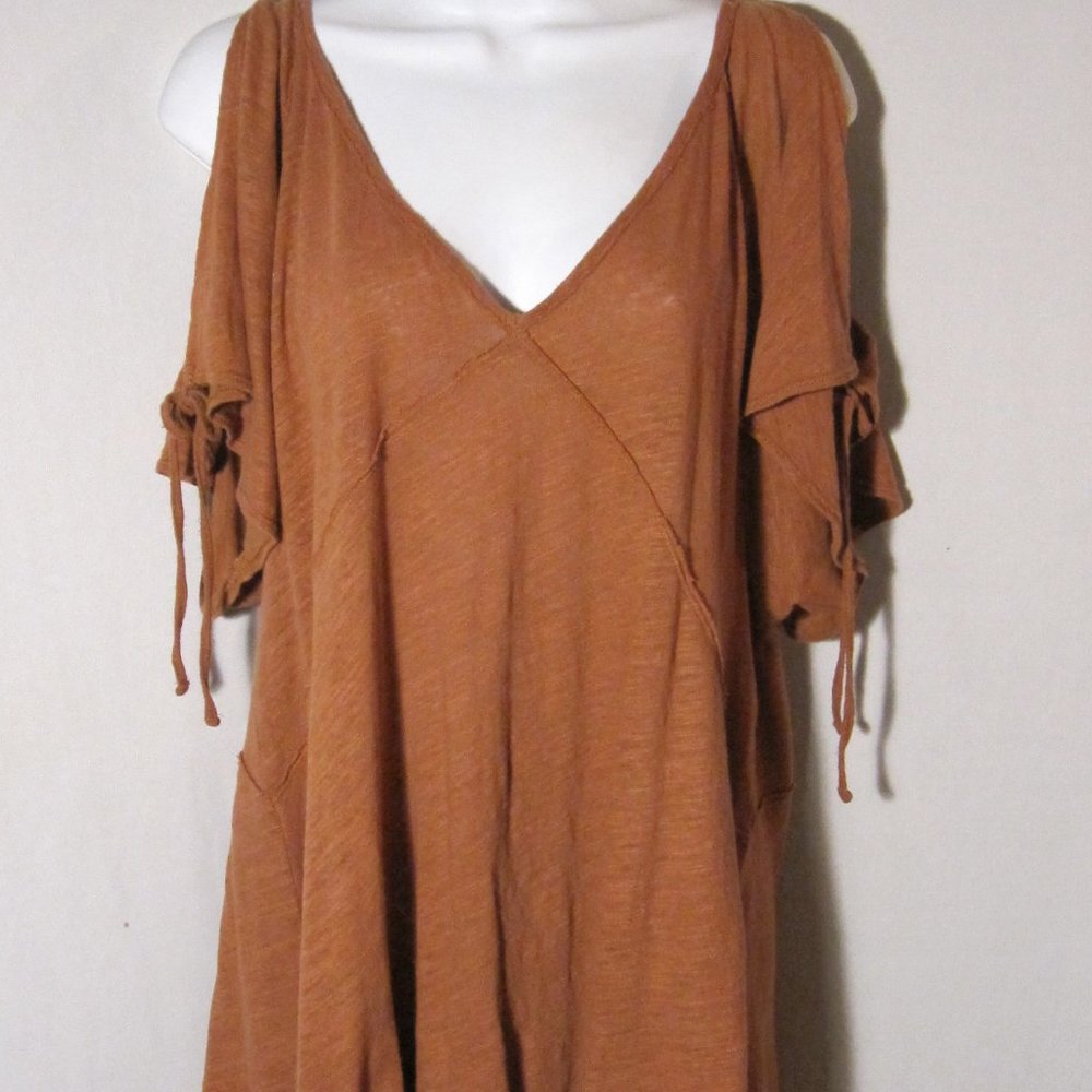 Free People Cold Shoulder Tie Sleeves Tunic Top S - Picture 1 of 7